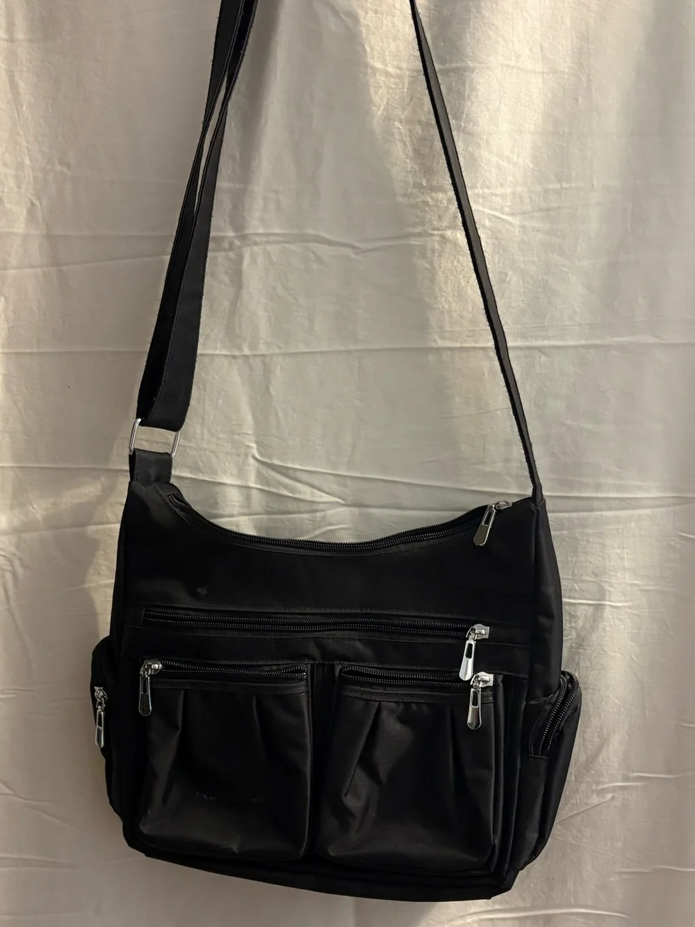 Black Multi-Pocket Crossbody Bag